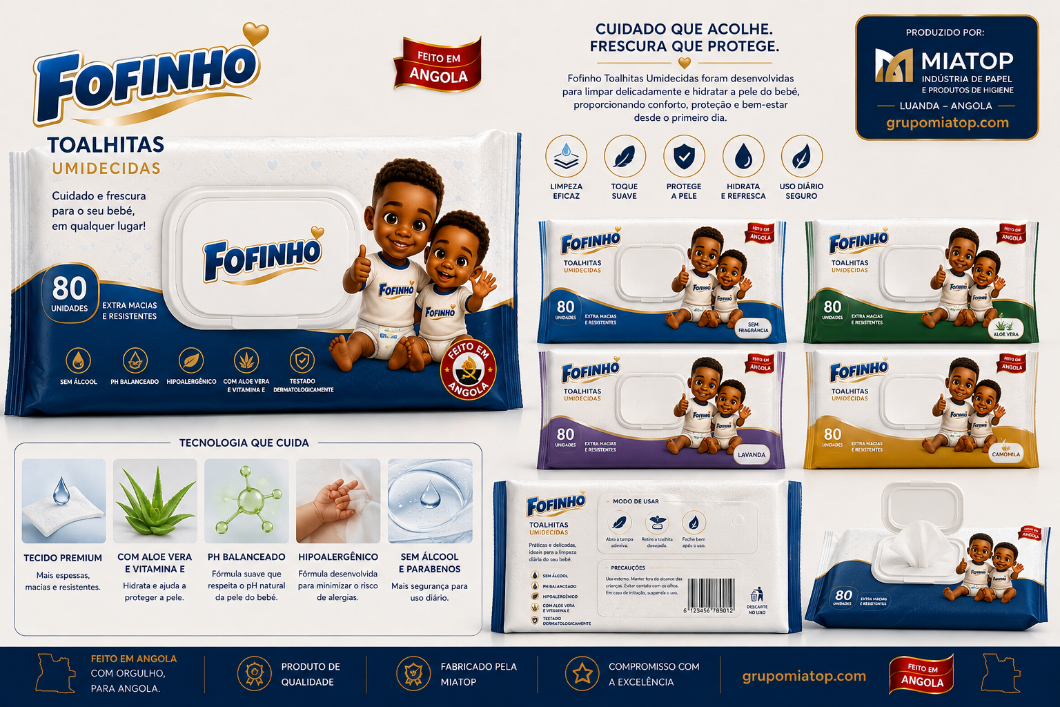 Toalhitas húmidas Fofinho, 80 unidades, várias variantes